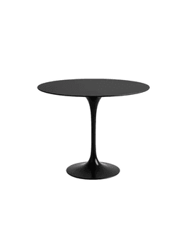 Mesa Comedor Redonda Tulip 80 cm con Base Pedestal de Acero Negro