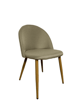 Silla de Comedor Nordica Gabrielle Tapizada en Lino con Patas Metal Simil Madera Crema