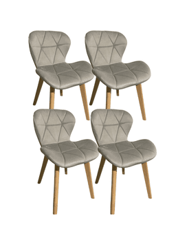 Pack 4 Sillas de Comedor Mariposa Tapizada en Felpa Terciopelo Nordico con patas de madera Gris