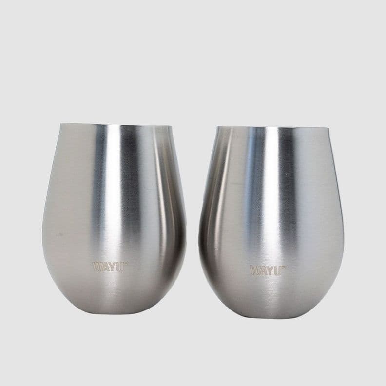 Set 2 Vasos Cocktail Metalicos 500ml Wayu Plateado Metalico