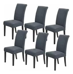 Pack 6 Funda Silla Tela Gruesa Cuadrille Gris