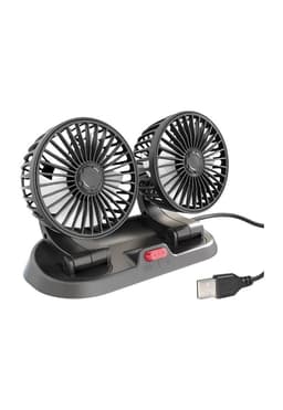 Mini Ventilador Automovil USB Doble 5 Aspas Portatil Negro