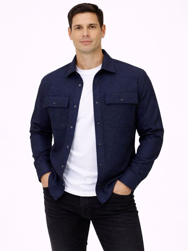 Camisa manga larga con textura ponte Azul Karl L