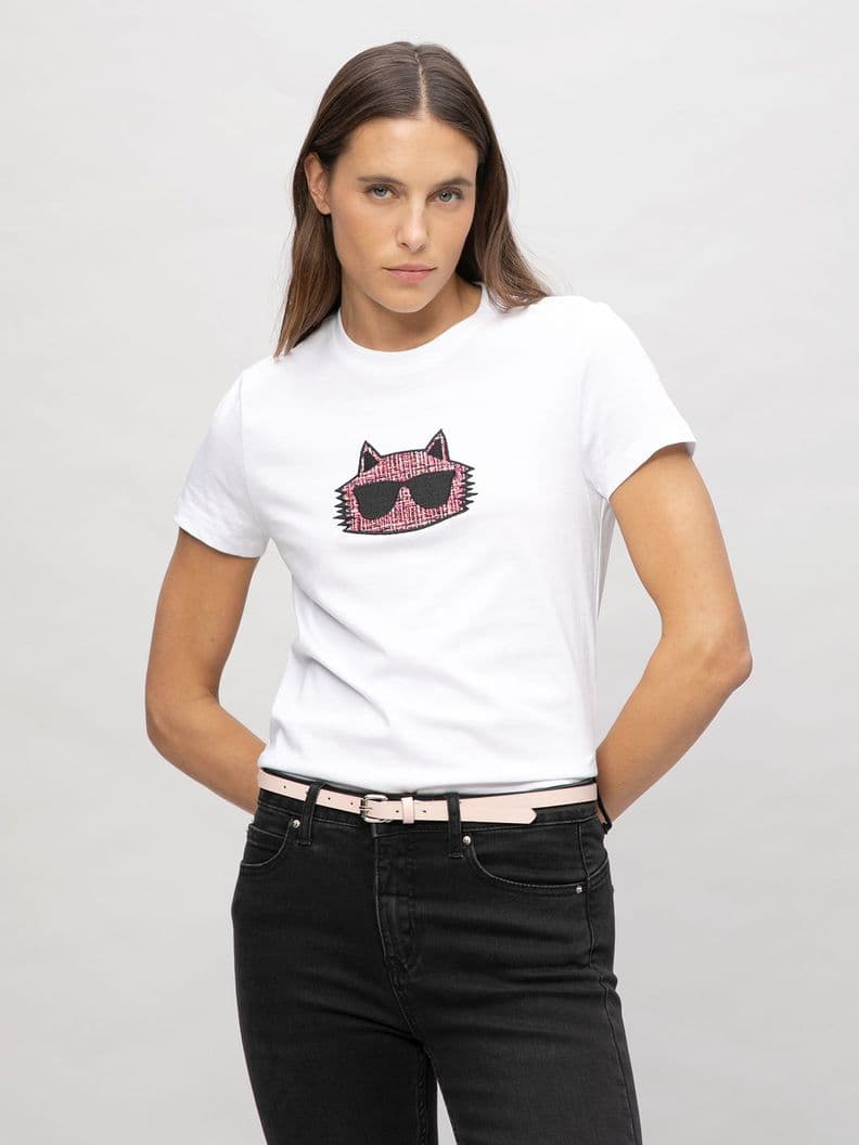 Polera con grafico texturizado de Choupette Blanco XL