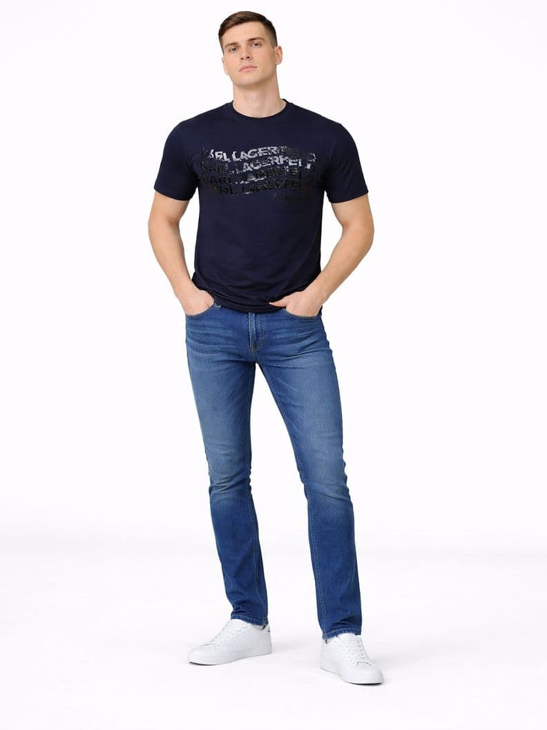 Polera estampado grafico logo en efecto ola Negro XXL