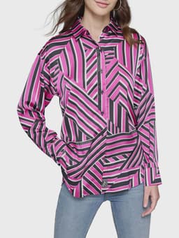 Blusa con print geometrico Fucsia M
