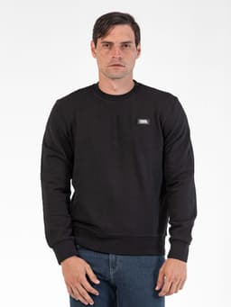 Poleron de cuello redondo con parche de Negro XL