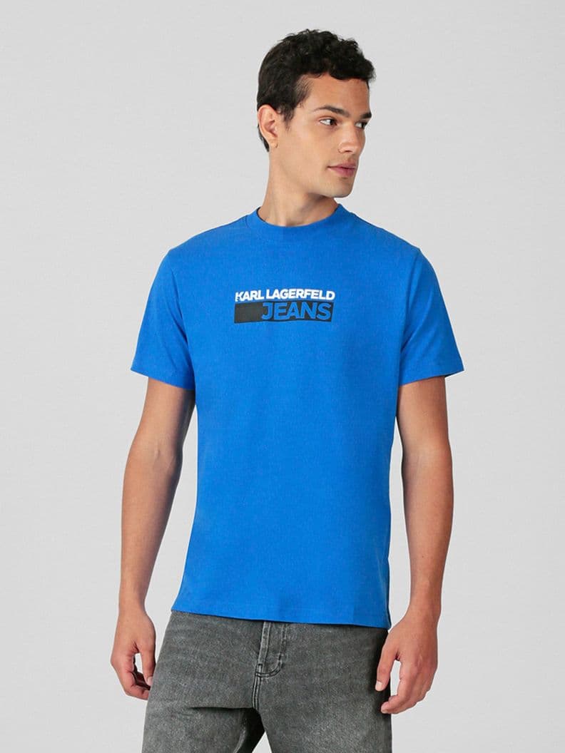 Polera slim con logo Azul Karl Lagerfeld M