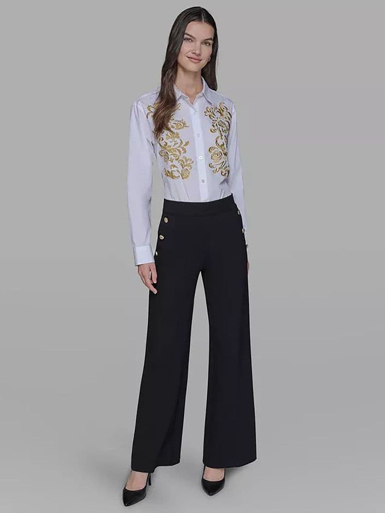 Pantalon Sailor de punto ponte sedoso Negro Karl XL