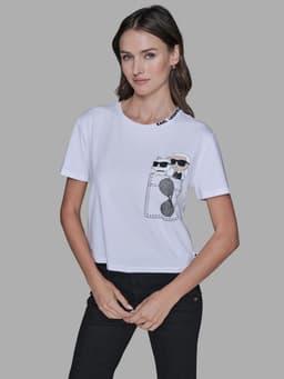 Polera con estampado de Karl & Choupette Blanco L