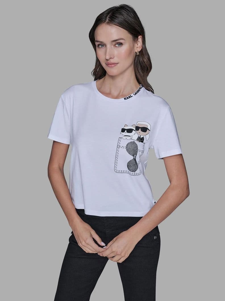 Polera con estampado de Karl & Choupette Blanco M
