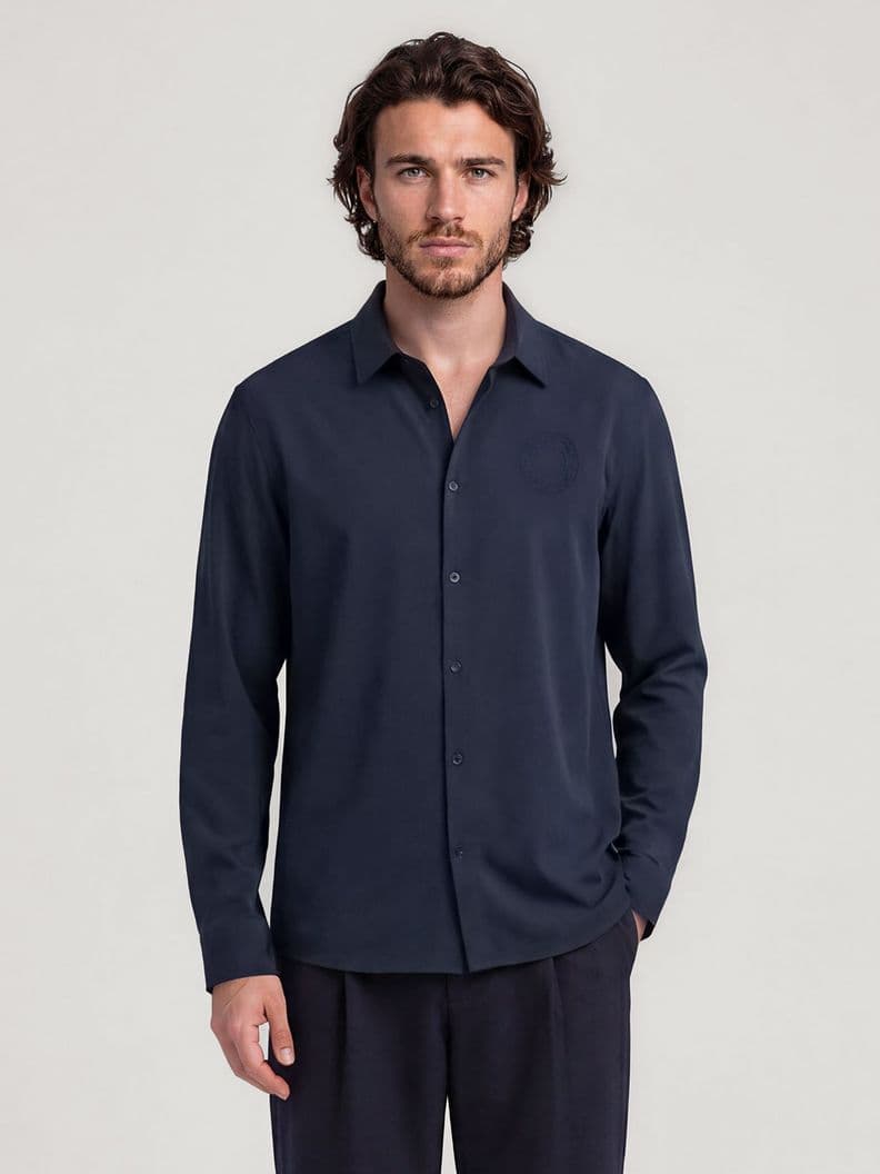 Camisa de manga larga con bordado luna Azul Karl S