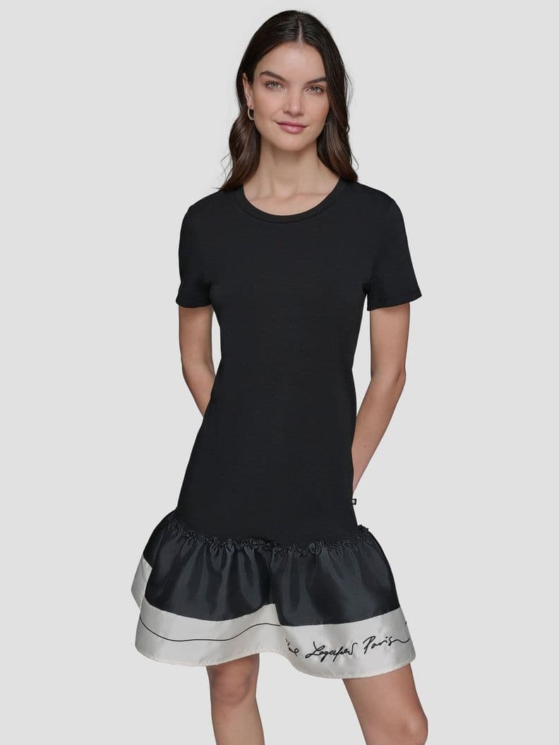 Vestido con diseno de volantes Negro XL