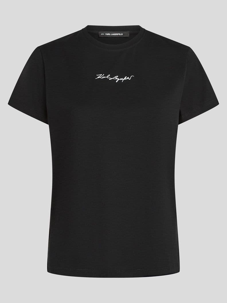 Polera essential con firma bordada Negro Karl Lagerfeld S