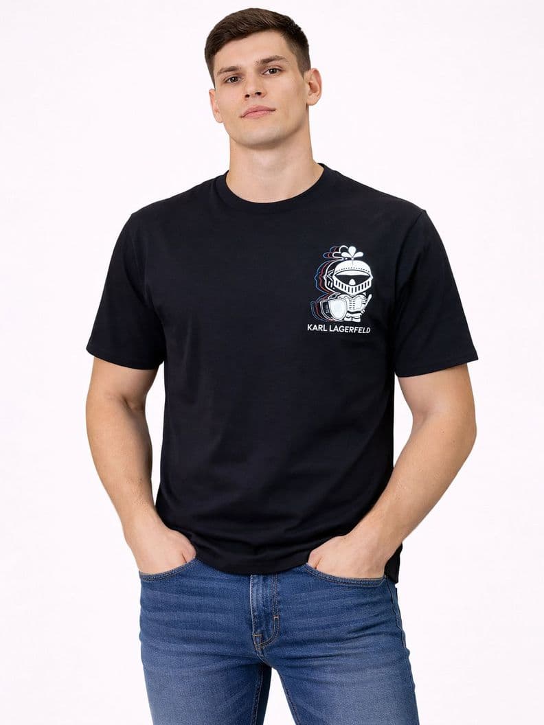 Polera estampado pequeno en estilo armadura Negro XXL
