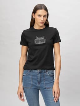 Polera con grafico texturizado de Choupette Negro Karl S