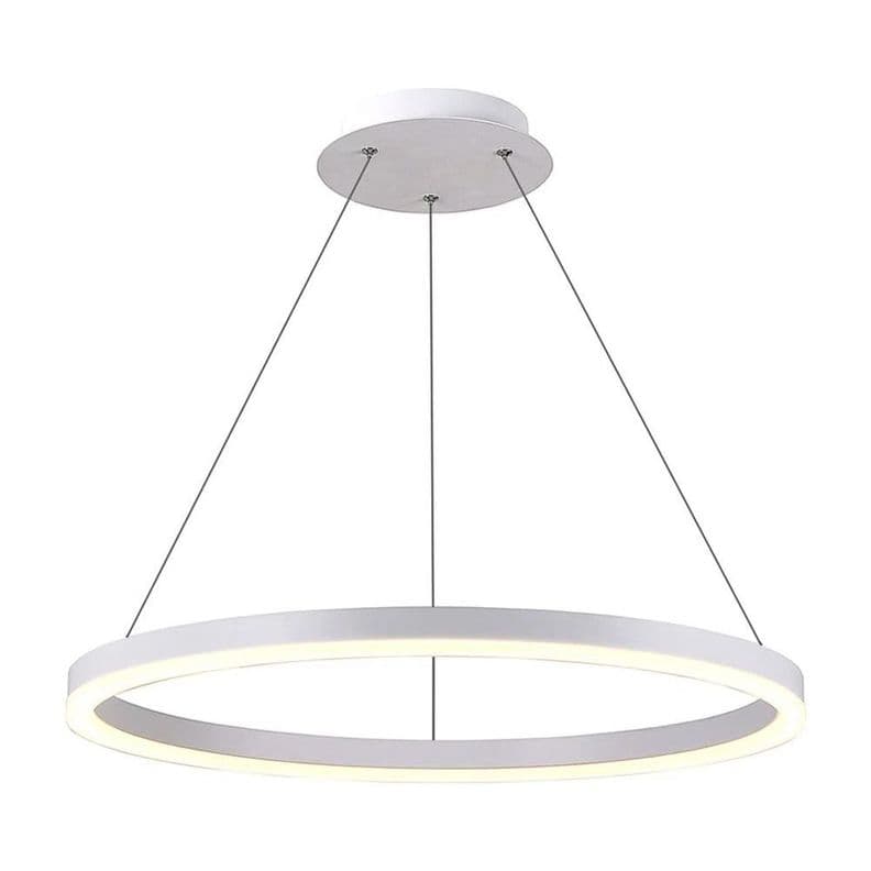 LAMPARA COLGANTE LED REDONDA 30W LUZ CALIDA ARO 50 BLANCA Blanco