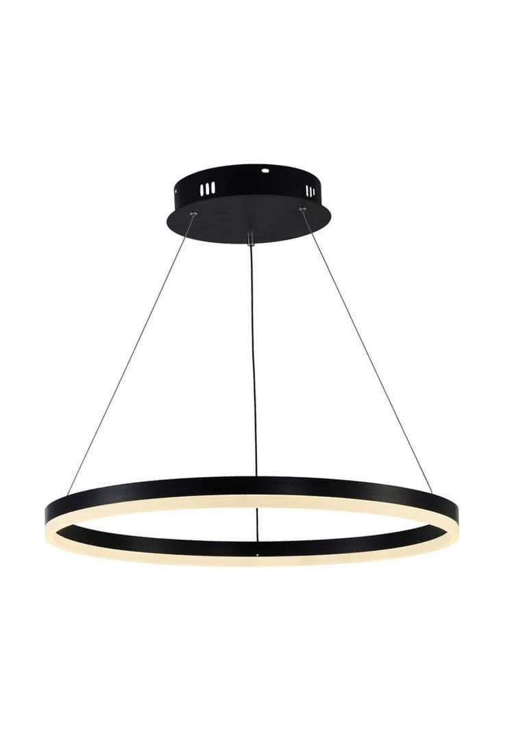 LAMPARA COLGANTE LED REDONDA 24W LUZ CALIDA ARO 40 NEGRA Negro