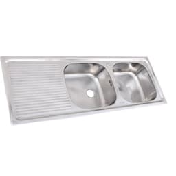 Lavaplatos Empotrado 1235X435 C/ Rebalse Monomando Izquierdo Plateado Metalico