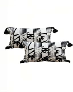 SET DE 2 FUNDAS DE COJIN 30CMX50CM RECTANGULARES BLANCO CON NEGRO