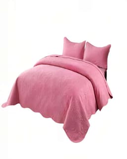 QUILT CUBRECAMA DE VERANO 1,5 PLAZAS CON RELIEVE COLOR ROSADO