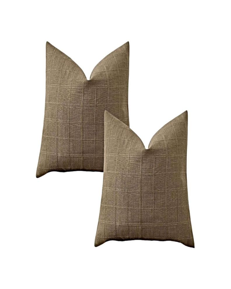 PACK DE 2 FUNDAS DE COJIN JACQUARD CUADRILLE 45X45 CM CAFE