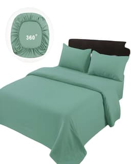 JUEGO DE SABANAS DE 500 HILOS 2 PLAZAS COLOR VERDE CLARO