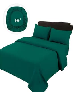 JUEGO DE SABANAS DE 500 HILOS PLAZA Y MEDIA COLOR TURQUESA