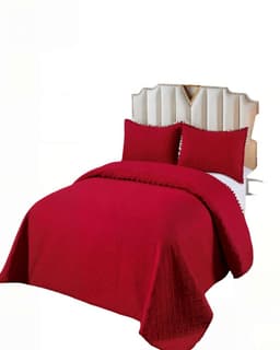 CUBRECAMA DE VERANO UNICOLOR CON POMPON 2P COLOR ROJO