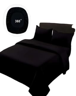 JUEGO DE SABANAS DE 500 HILOS 1 PLAZA COLOR NEGRO