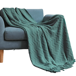 MANTA DECORATIVA CON DISENO LINEAS ZIGZAG 127X172 CM M01 Verde