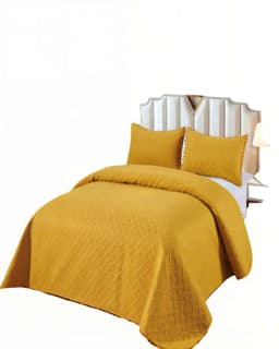 CUBRECAMA DE VERANO UNICOLOR CON POMPON PYM COLOR AMARILLO
