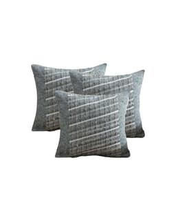 PACK DE 3 FUNDAS DE COJIN CHENILLE CON FLECOS GRIS OSCURO