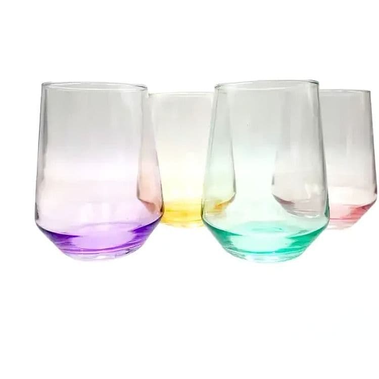 SET 4 VASOS COLOR GLASSO