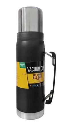 Termo Acero Inoxidable Capacidad 1000ml Agua Fria Y Caliente Negro