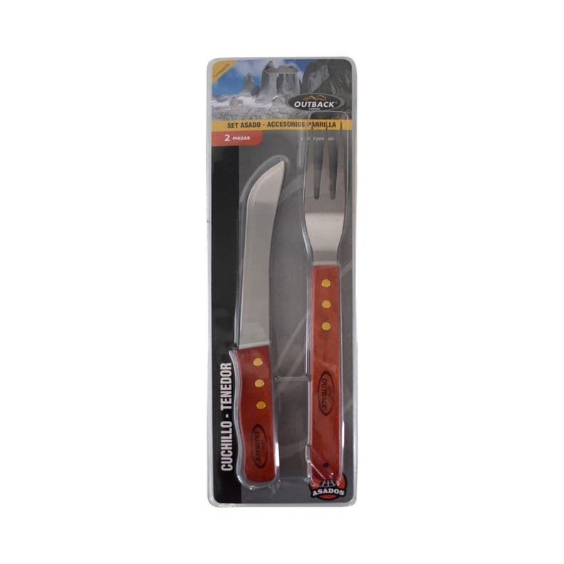 Set De Cubiertos Para Asado Outback 2 Piezas Cafe
