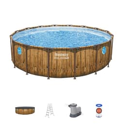 Piscina Bestway Redonda SteelPro Max con ventana 4.88MX1.22M Cafe