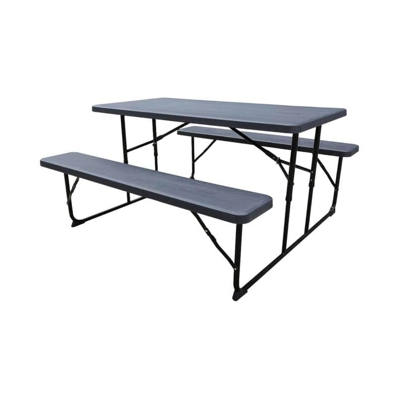 Set Mesa Y Bancos Plegables 137x70x72Cm Diseno Madera Northwest Gris