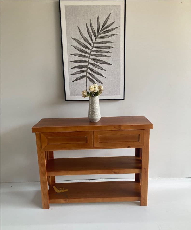 Mesa de arrimo Miel con 2 cajones