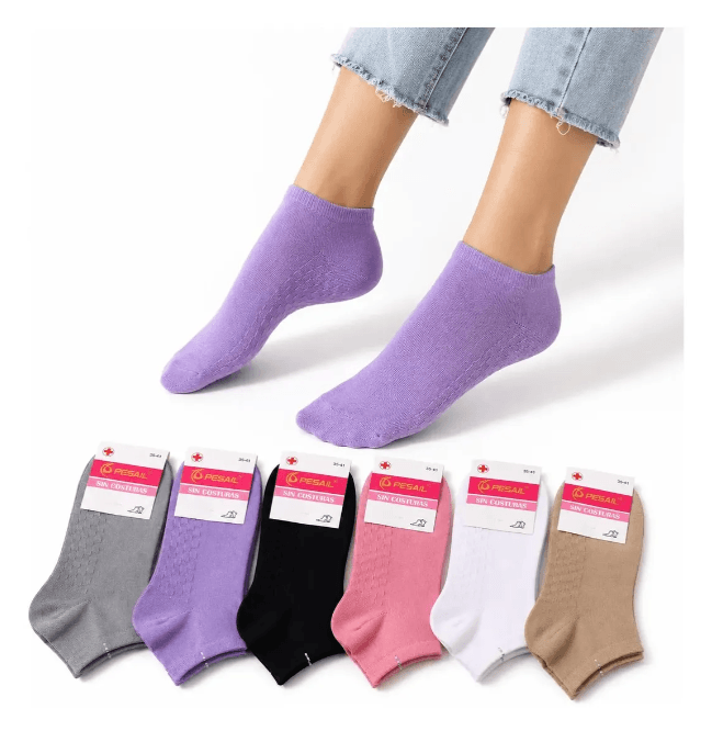 6 Pares Calcetines Tobillera Algodon Sin Costuras Mujer