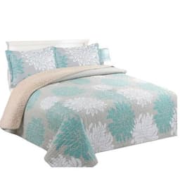 Cubrecama Sherpa King - Gris Mandalas Hojas M932