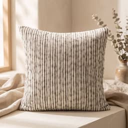 Set 2 Fundas de Cojin Peluche Rayas Bicolor Beige 45x45 cm Coleccion Safari Sahel