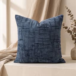 Set 2 Fundas de Cojin Chenille Texturizado Cuadriculado Azul 45x45 cm Coleccion Monaco Indigo