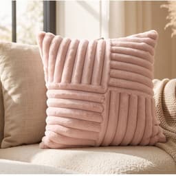 Set 2 Fundas de Cojin Peluche Suave Rayas Rosado 45x45 cm Coleccion Alaska Anchorage