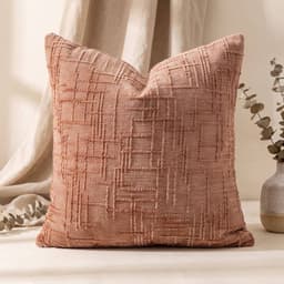 Set 2 Fundas de Cojin Chenille Texturizado Cuadriculado Rosado 45x45 cm Coleccion Monaco Rose