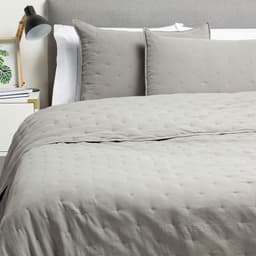 CUBRECAMA BORDADO PREWASH KING GRIS O Gris Oscuro