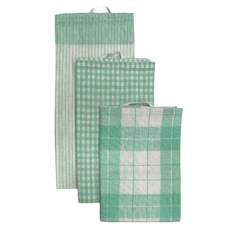 SET DE 3 PANOS DE COCINA 100%ALGODON VERDE