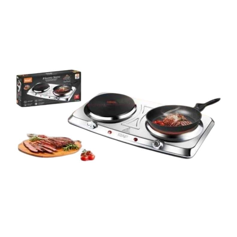 Cocina El ctrica RAF R 8205 Doble Hornilla 2000W Acero Inox Plateado Metalico