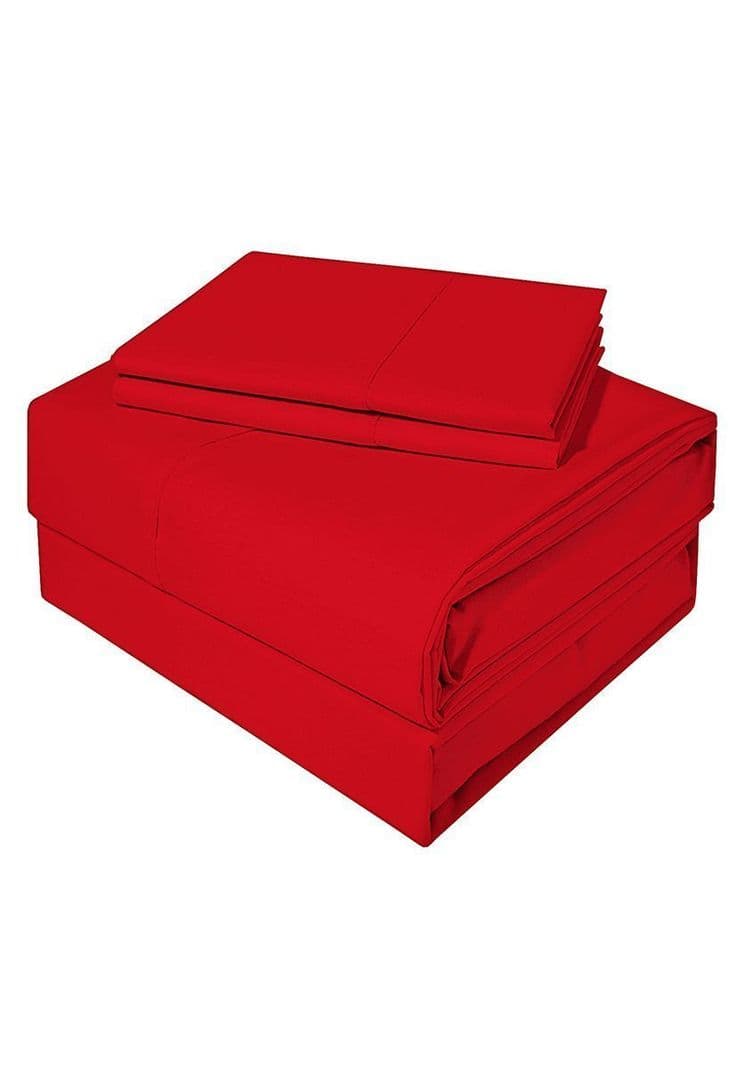 Juego de sabanas 200 hilos 1,5 plaza diversion liso roJo