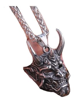 Collar Demonio Con Cuerno Silver Hombre Moda 2022 Plateado